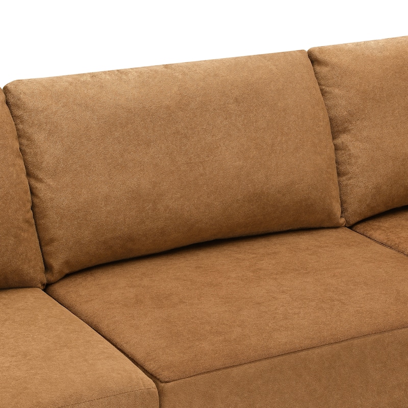 147" Modular Sofa, No Assembly, Free Combo, L Shaped, Brown Fabric, for Living & Bedroom