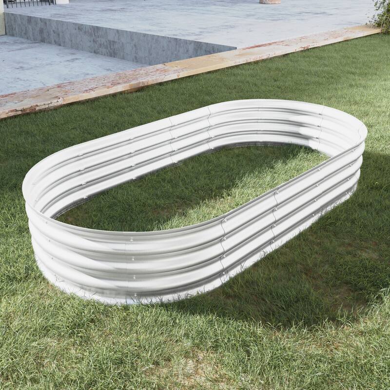 Adjustable Outdoor Metal Raised Garden Planter Bed with Open Bottom