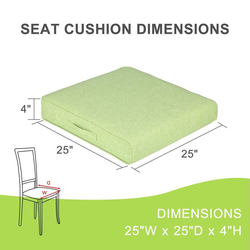 Aoodor Patio Chair Cushions Set of 2, Water Resistant Outdoor Seat Cushions with Handle and Ties, Square Corner Cushions