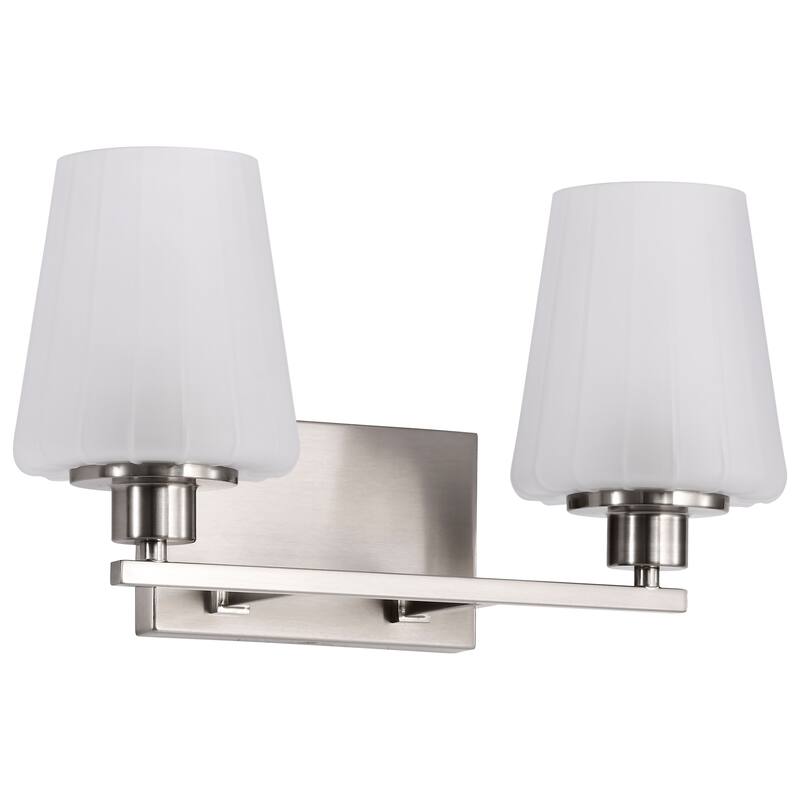 Lune 2 Light Vanity Brushed Nickel Finish Etched White Glass - Brushed Nickel
