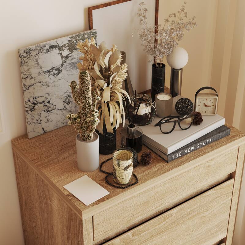 4-Drawer Wooden Nightstand with Smart NFC Lock and Anti-slip Design,Office File Cabinets