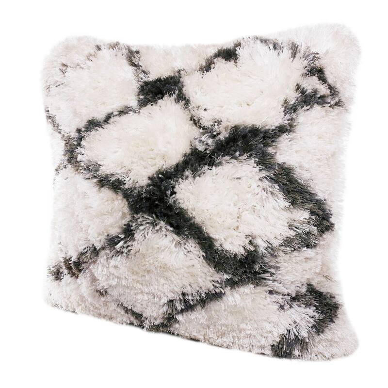 20" White and Black Diamond Criss Cross Handmade Square Throw Pillow