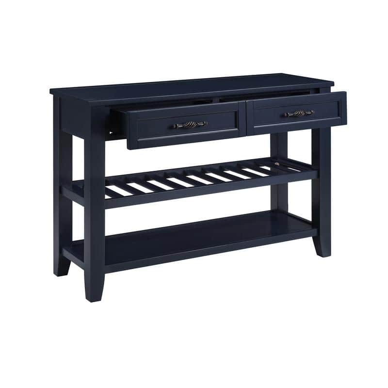 Vintage-Inspired Pine Console Table - Two-Tier Open Shelf Design for Living Spaces‌.
