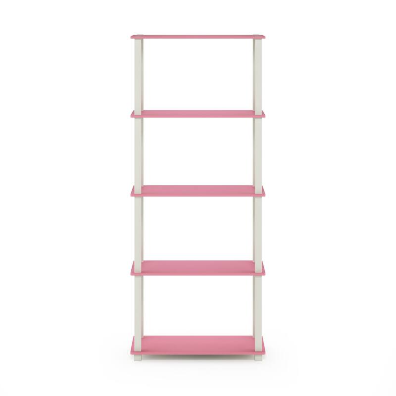 Furinno Turn-S-Tube 5-Tier Square Leg Multipurpose Display Rack - Pink/White