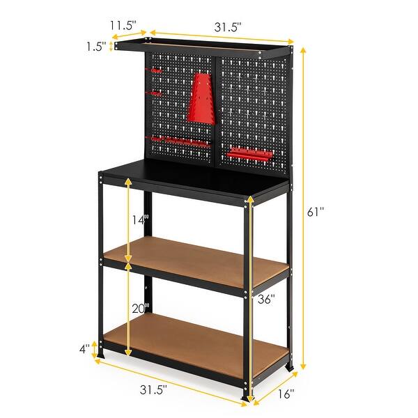 Costway Tool Storage Workbench 4 Shelf Multipurpose Garage Worktable ...