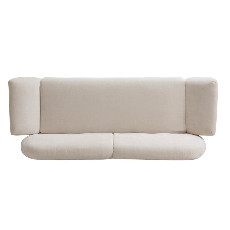 Christopher Knight Home - Cloud Haven Modern Upholstered 3-Seater Curved Sofa with Wooden Frame Support