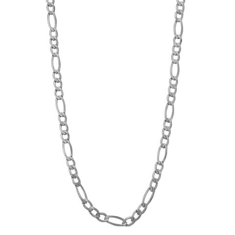 10K White Gold 5.6mm Men's Figaro Chain Necklace By Gioelli