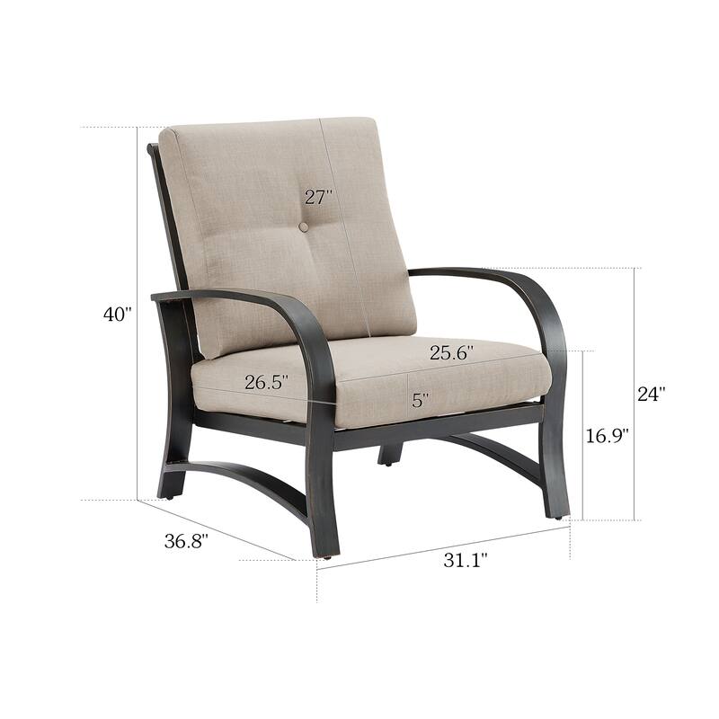 Outdoor Club Chair, Patio Aluminum Single Chair with Sunbrella Fabric Cushion