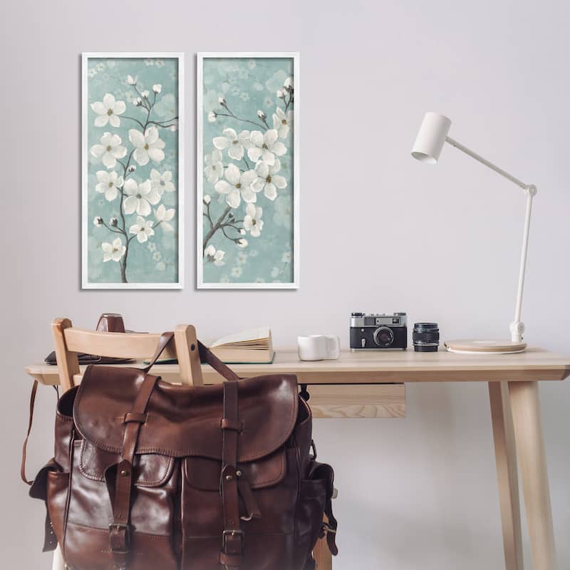 Stupell Green Toned Blossoms Framed Giclee Art Design By Tava Studios (Set of 2)