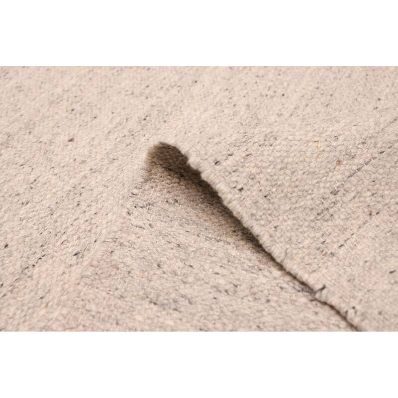 ECARPETGALLERY Flat-Weave Nevada Light Grey Wool Kilim - 7'7 x 10'2