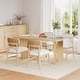 preview thumbnail 2 of 18, Christopher Knight Home - Dining Chair Wood and Rattan with Upholstered Seat, Armless Design, Breathable Cane Back Set of 4 - White + Light Oak