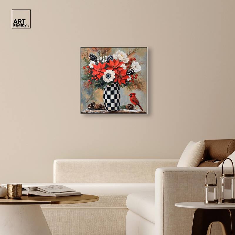 Checkerboard Vase Blooms II Canvas by Art Remedy