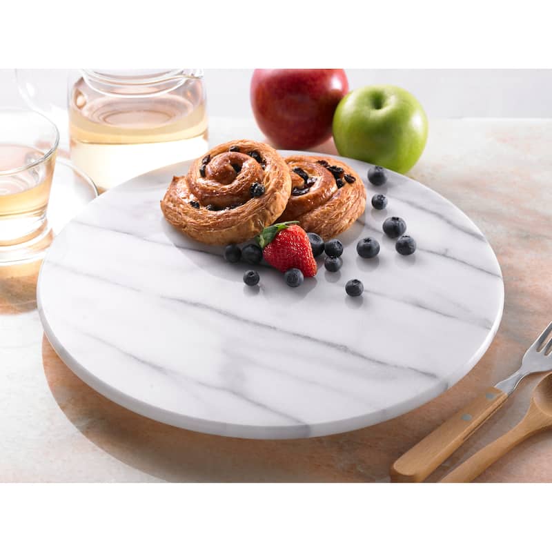Creative Home White Marble 12" Lazy Susan, Rotating Serving Board