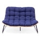 preview thumbnail 45 of 48, Double Papasan Chair Loveseat with Cushion, All-weather PE Rattan and Metal Frame for Indoor Outdoor