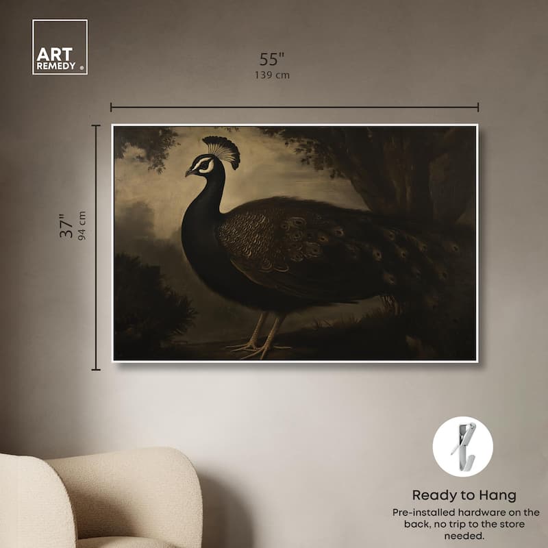 Peacock in Monotone Canvas by Art Remedy