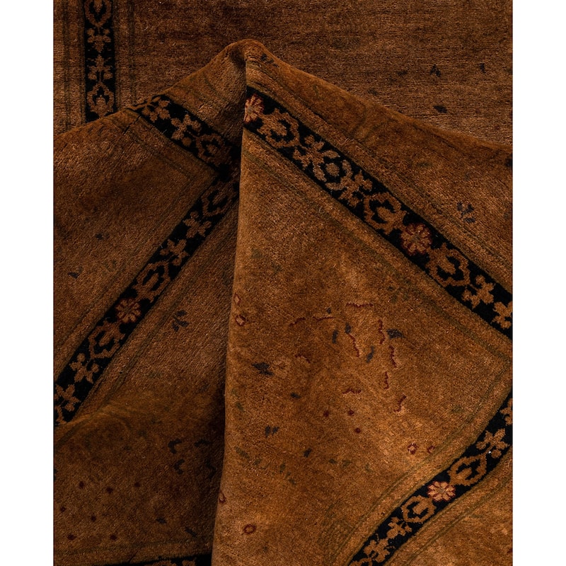 Overdyed One-of-a-Kind Hand-Knotted Octagon Area Rug - Brown - 7' 1" x 7' 1"
