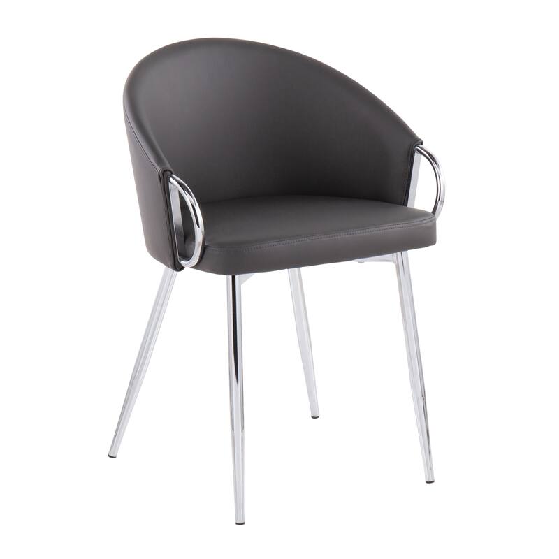 Silver Orchid Battista Silver Upholstered Chair - Grey Faux Leather