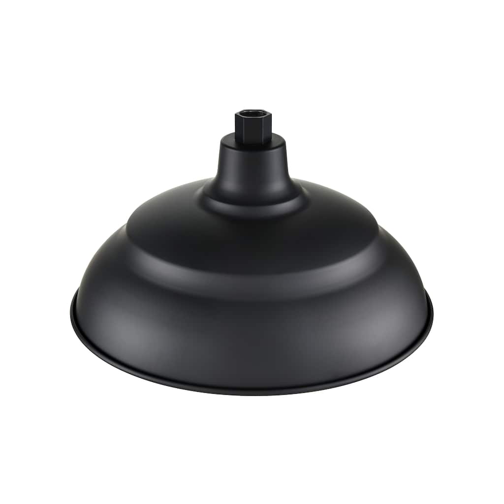 R Series 1-Light Aluminum Warehouse Shade Satin Black - Satin Black