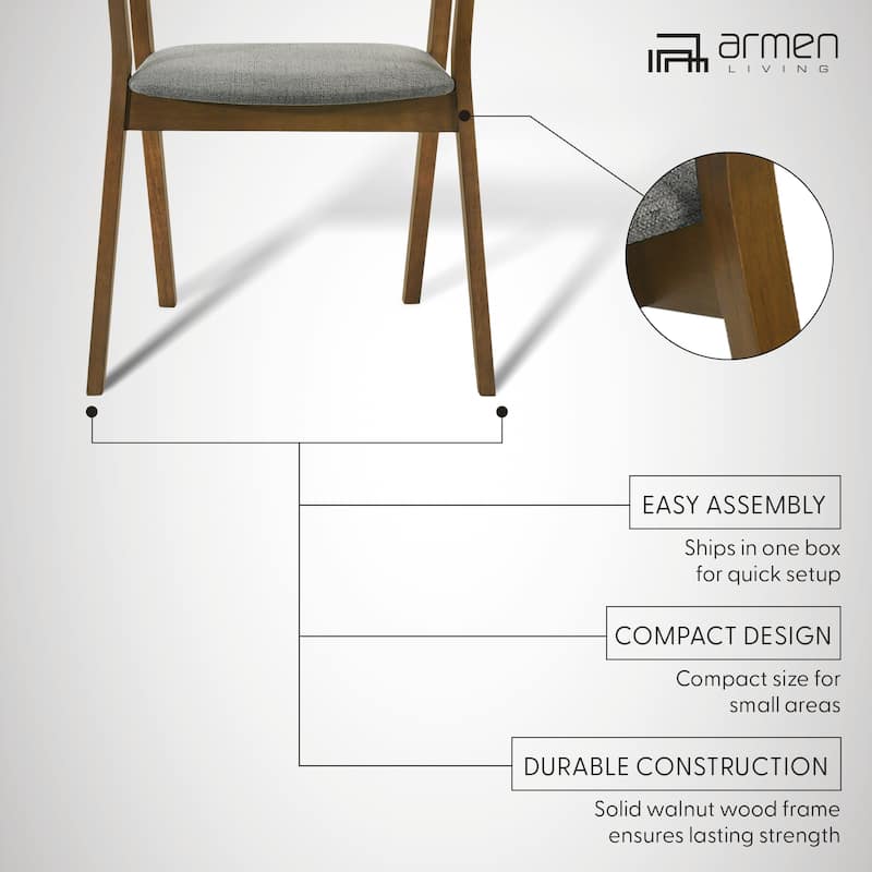 Santana Mid-Century Modern Upholstered Wood Dining Chairs - Set of 2