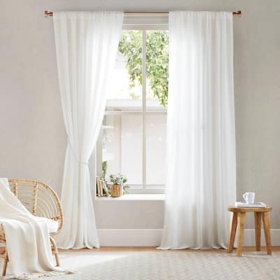 2 PCS Rod Pocket with Back Tab Privacy Curtain Pair White