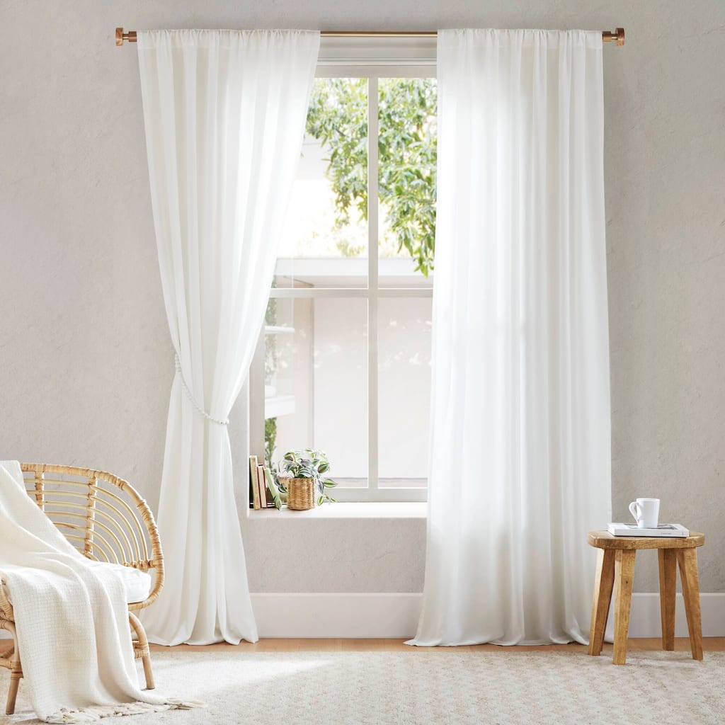 2 PCS Rod Pocket with Back Tab Privacy Curtain Pair White