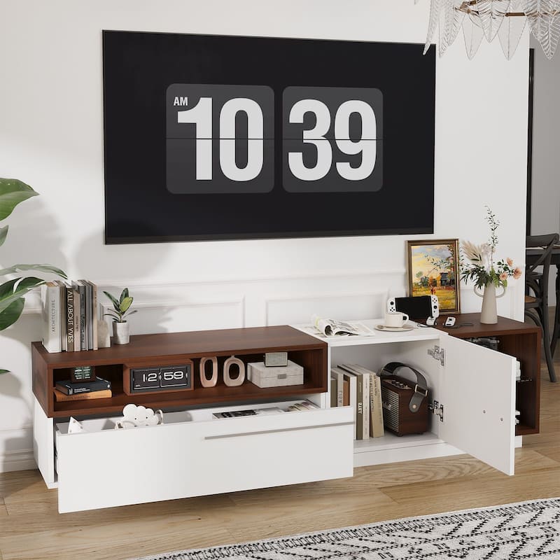 Gymojoy 71" LED TV Stand for 70-80 inch TV, Modern Entertainment Center with Storage Cabinet, Minimalist TV Console. - 71"W.