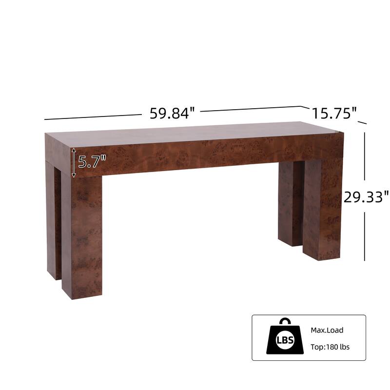 Christopher Knight Home - Burl Wood Console Table with Thick Block Legs