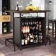 preview thumbnail 5 of 5, 3-Tier Liquor Bar Table with Glasses Holder Wine Storage