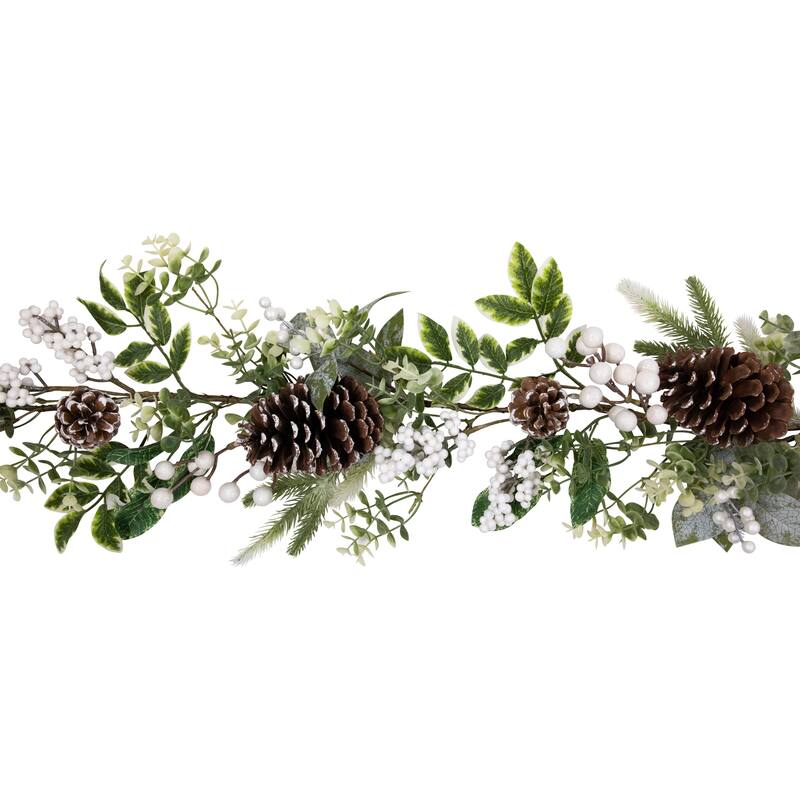 Real Touch™️ Frosted Pinecones Artificial Christmas Garland - 5' x 10" - Unlit - 5' x 10"