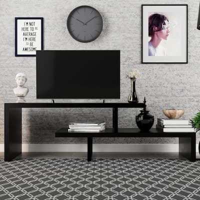 Orford Minimalist Modern MDF Wooden Shelves TV Console Entertainment Stand with Iron Legs Low Maintenance