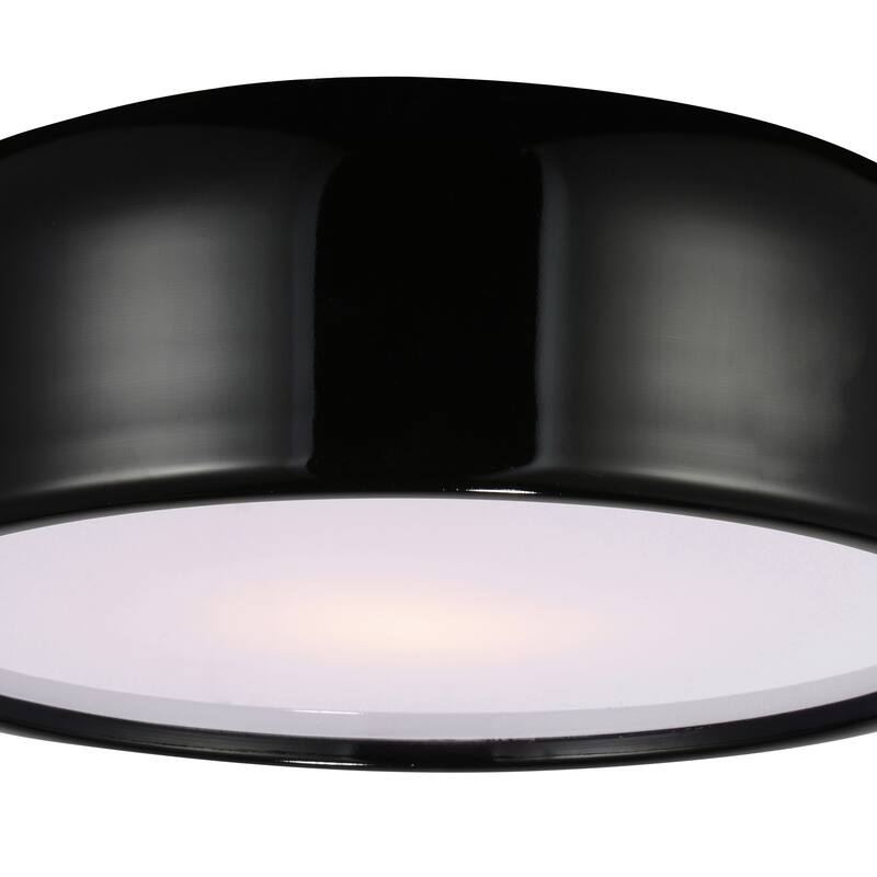 Campton 2 Light 14in Black Drum Shade Flush Mount