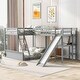 preview thumbnail 1 of 16, Twin over Full Bunk Bed with Desk and Slide,Full-Length Guardrail Twin Size Loft Bed. Grey