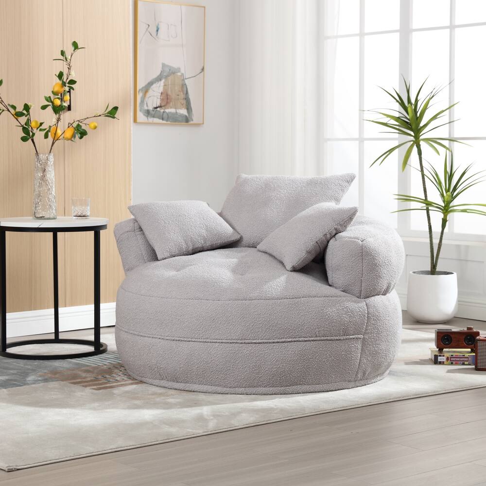 Chenille Sponge Single Sofa, Oversized Round Accent Chair Sleeper Couch Chaise Lounges for Living Room Bedroom Projection Room