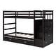 preview thumbnail 33 of 40, Twin Over Twin Bunk Bed with Trundle Bed, Staircase and 4 Storage Drawers, Solid Wood Bunk Beds with Stairs and Guardrail