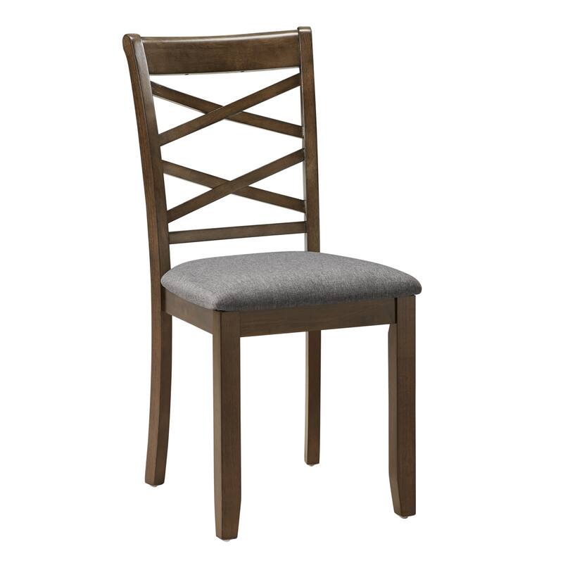Wooden Dining Chairs Set of 4 with Linen Padded Seat