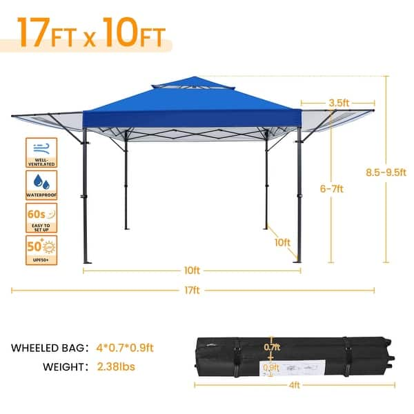 10x17ft Pop Up Canopy with Awnings, Outdoor Canopy Tent, Instant ...