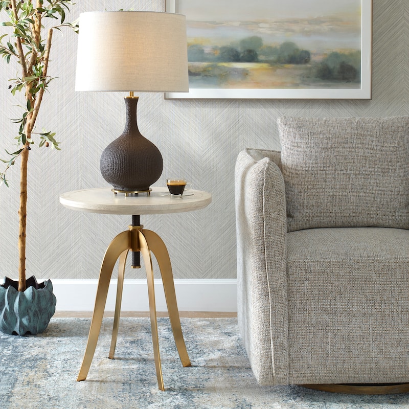 Uttermost Alice Oak Adjustable Accent Table - 26"H x 20"W x 20"D