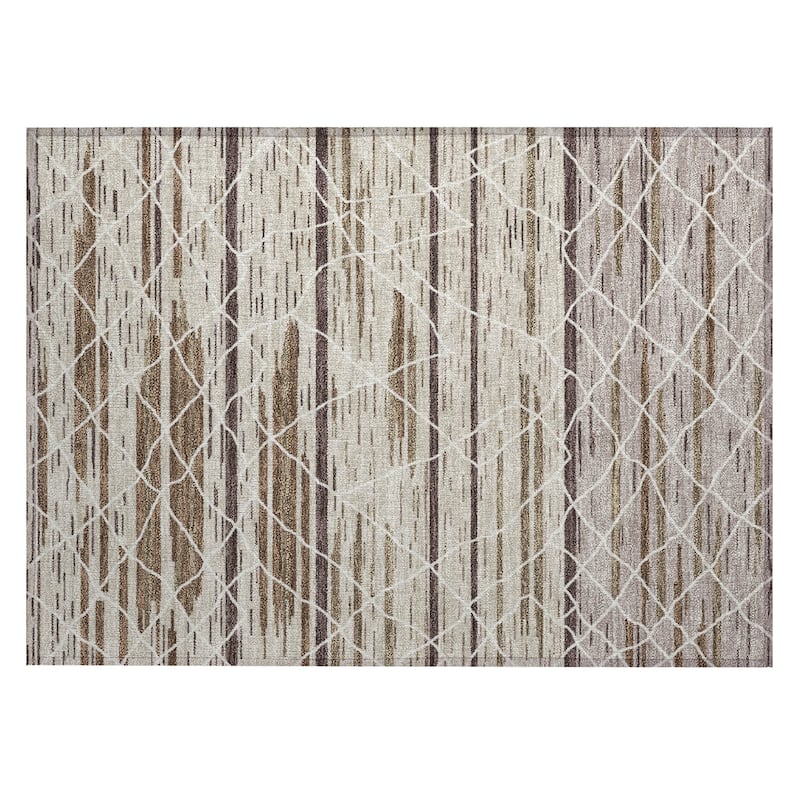 Machine Washable Indoor/ Outdoor Modern Global Chantille Rug