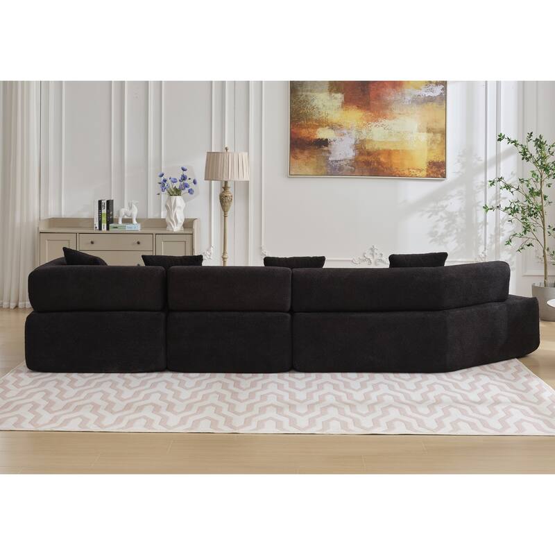 140" L-Shape Boucle Modular Sectional Sofa with Chaise and 4 Pillows