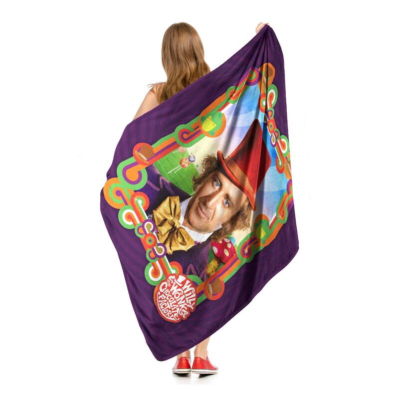 Warner Brothers Willy Wonka Wonderful Wonka Micro Raschel Throw Blanket