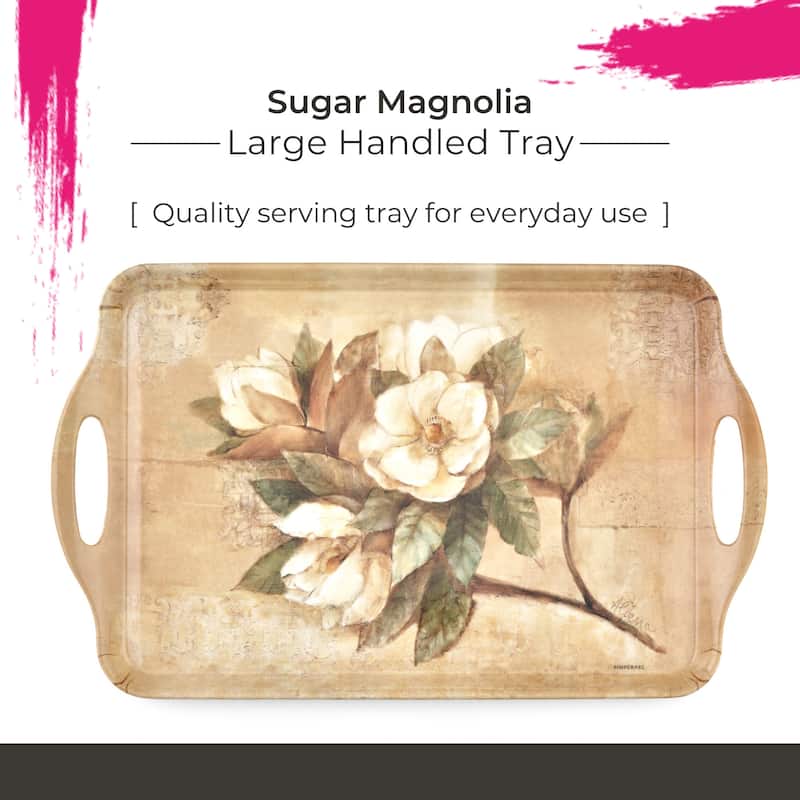 Pimpernel Sugar Magnolia Large Melamine Handled Tray - 19.25" x 11.5"