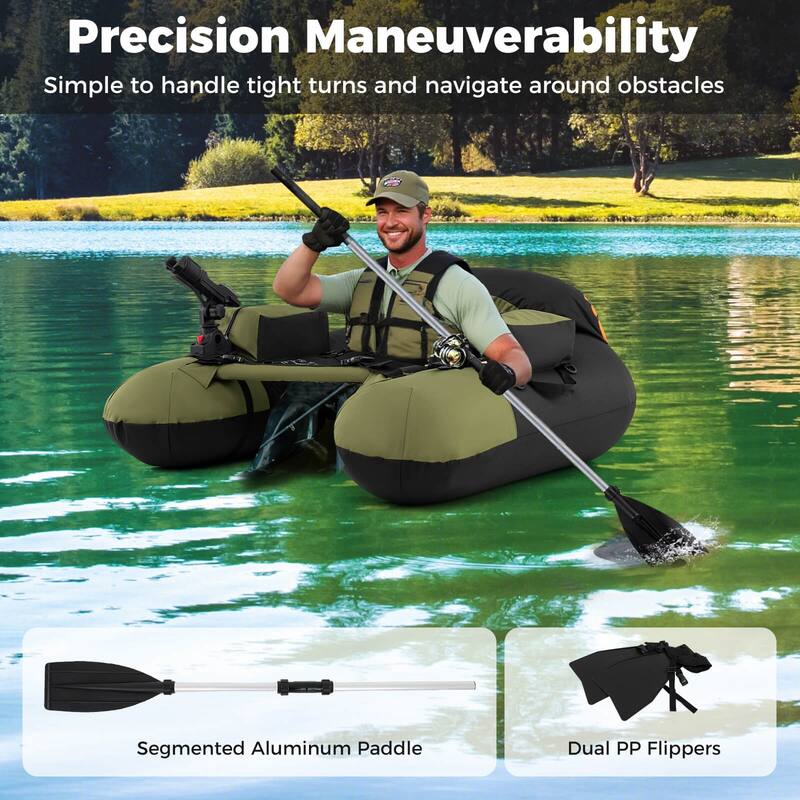 Costway Inflatable Float Tube with Adjustable Fishing Rod Holder Fish - See Details