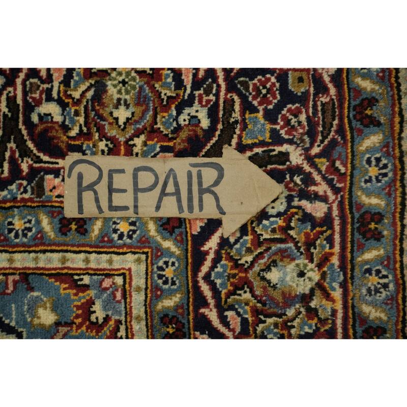 Hand Knotted Oriental 100% Wool Carpet Traditional Floral Red Kashan Area Rug - 9' 11'' X 6' 6''