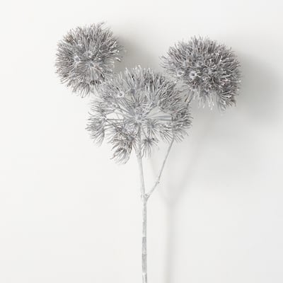 31.5"H Sullivans Triple Dusty Charcoal Allium, White - 9"L x 9"W x 31.5"H