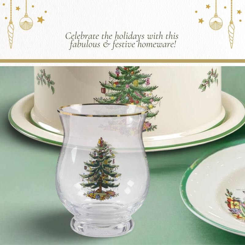 Spode Christmas Tree Hurricane Lamp - 6.5 in