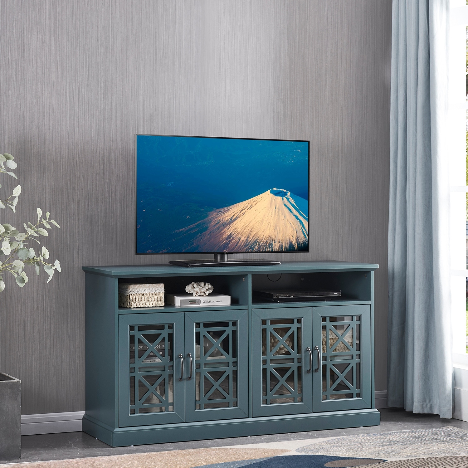 Teal wood new arrivals tv stand