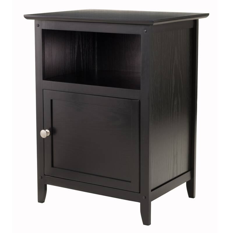 25" Black Elegant Henry Rectangular Accent Table with Cabinet