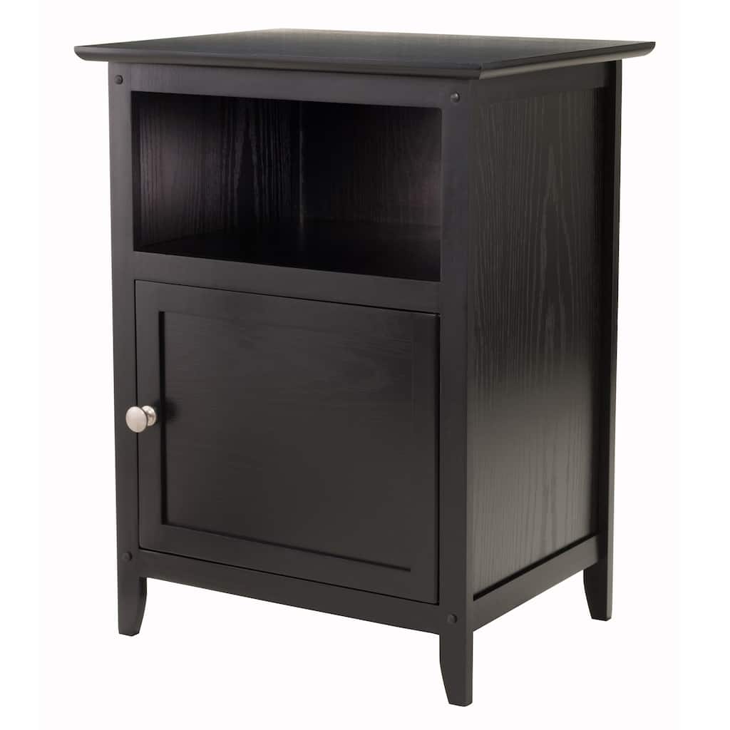 25" Black Elegant Henry Rectangular Accent Table with Cabinet