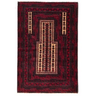Prayer Rug Pattern ECARPETGALLERY Hand-knotted Teimani Red Wool Rug - 3'2 x 4'10 - Bed ...