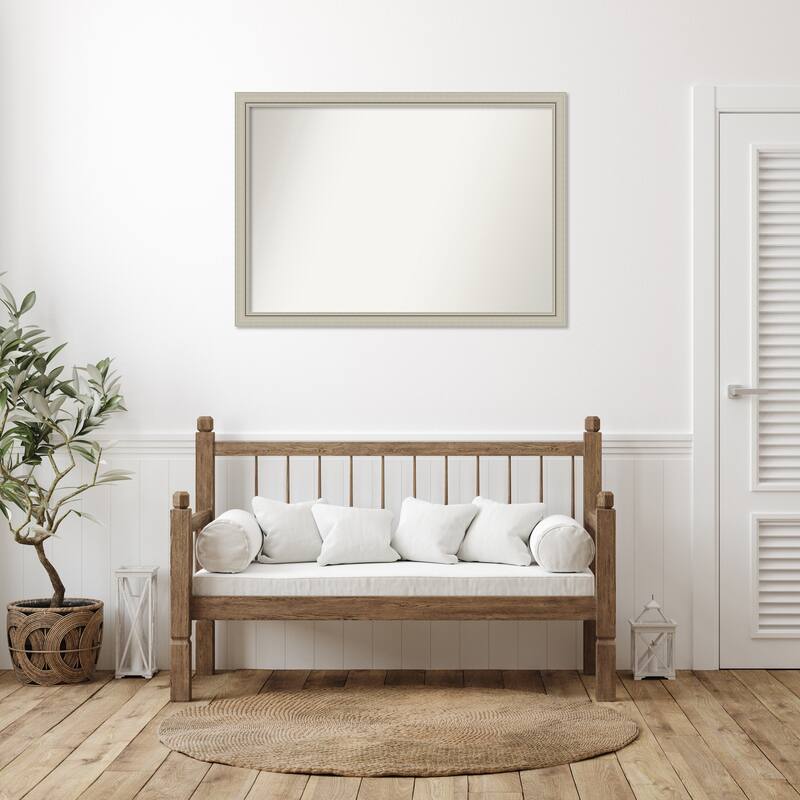 Romano Silver Narrow Framed Non-Beveled Custom Wall Mirror, Bathroom Vanity Mirror